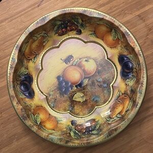 VTG Daher Decorated Ware Tin Plate Fruit Design 6.25” Diameter England